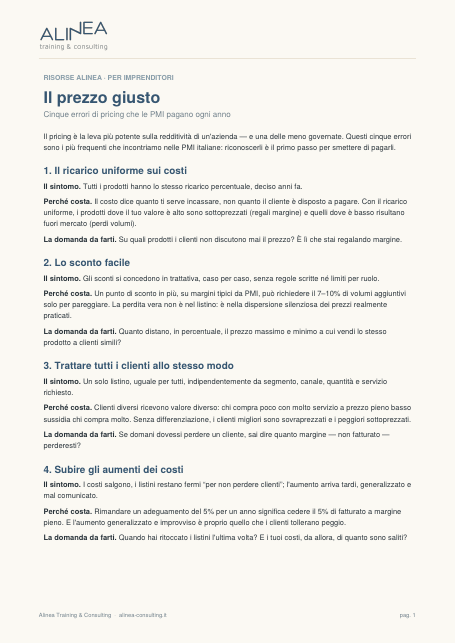 Anteprima della guida sui 5 errori di pricing