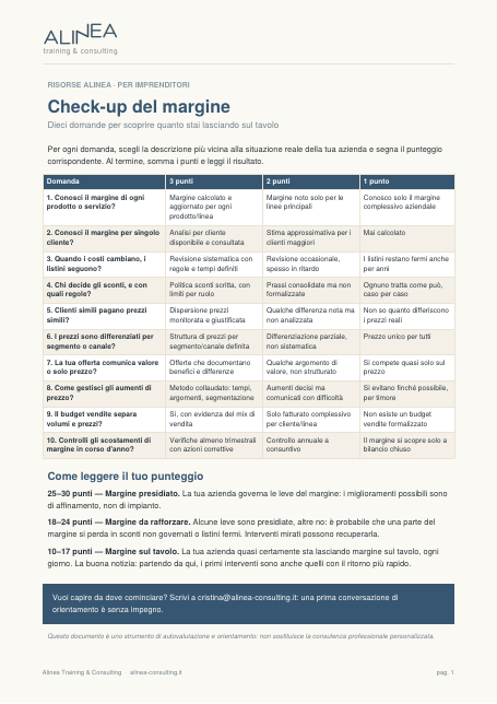 Anteprima del Check-up del margine