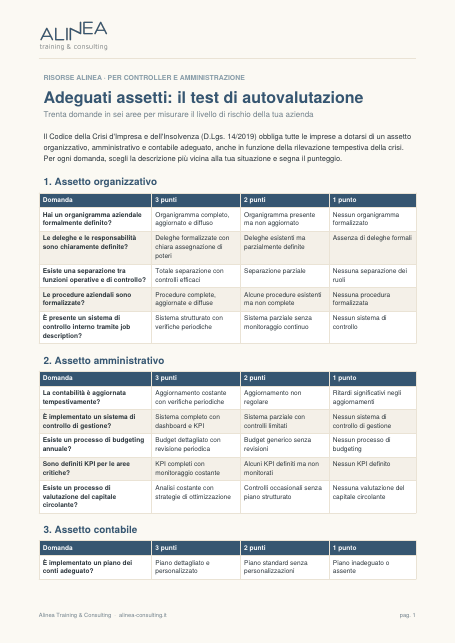 Anteprima del test di autovalutazione